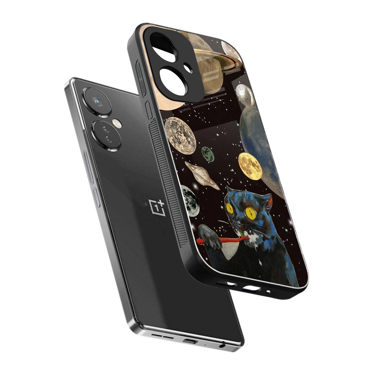 Galactic Purr sleek oneplus nord ce 3 cover with tempered glass back and TPU edges