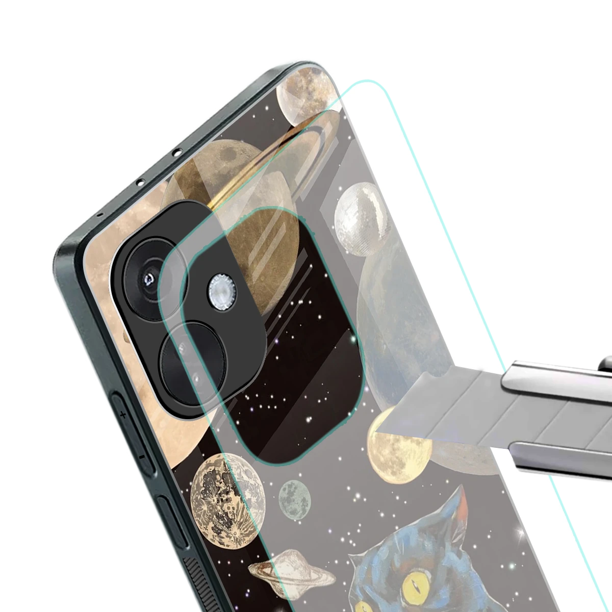 Galactic Purr stylish phone case for oneplus nord ce 3 | glossy glass and slim fit