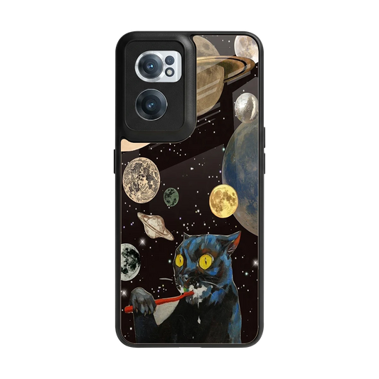 Galactic Purr back phone cover | glass case for oneplus nord ce 2