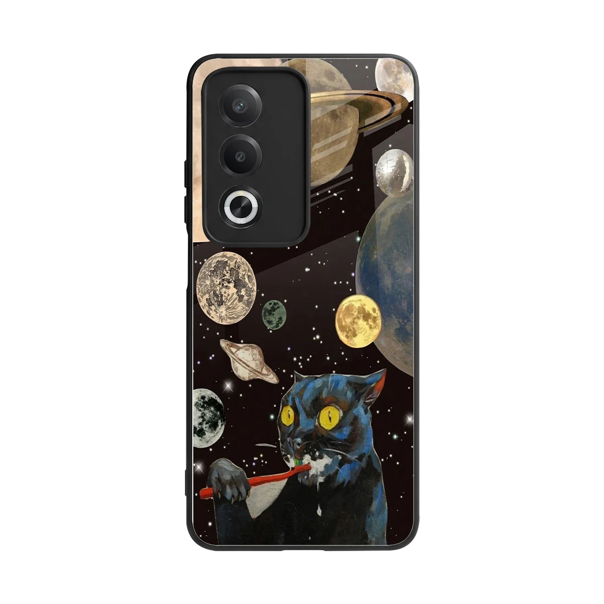 Galactic Purr back phone cover | glass case for oppo a3 pro