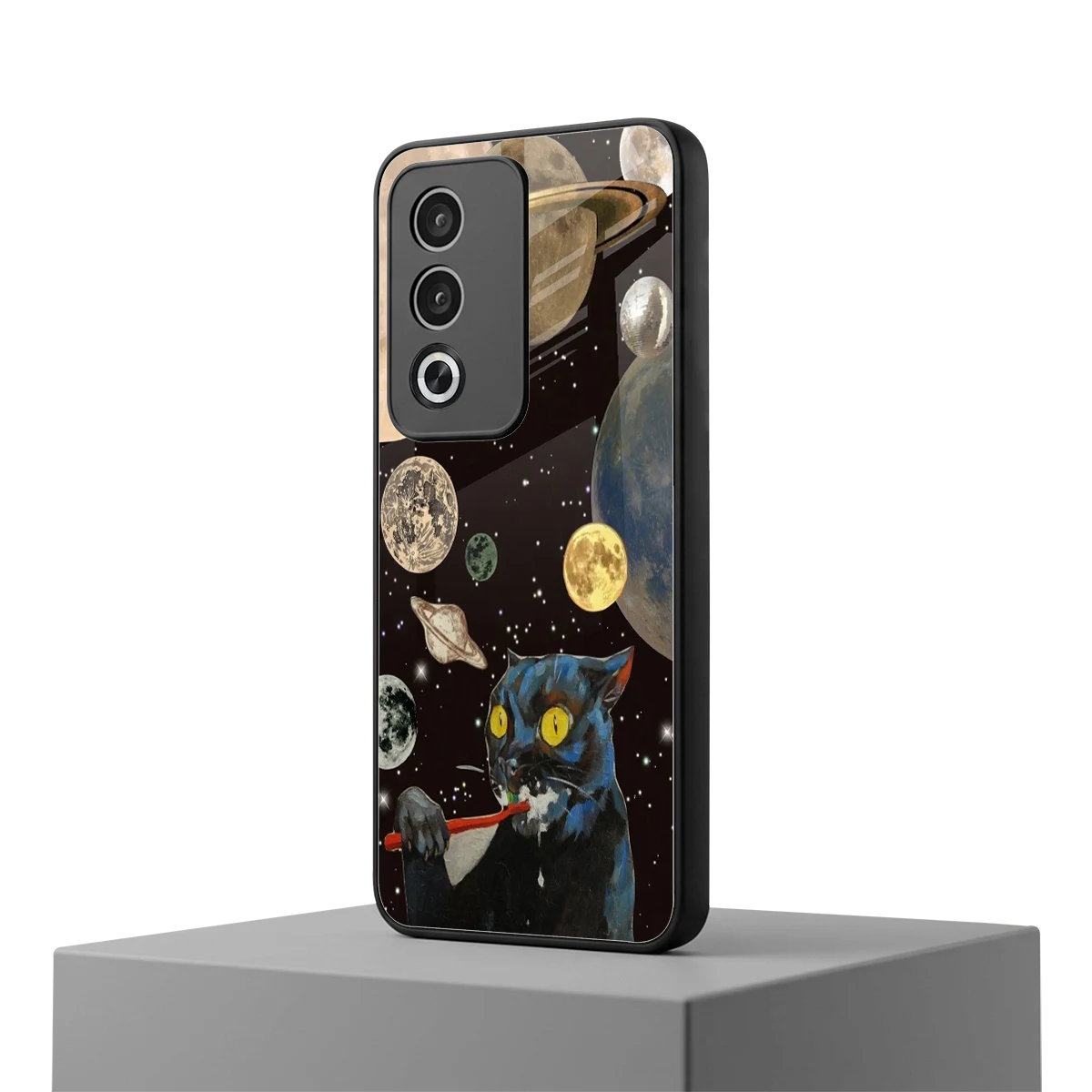 Galactic Purr oppo a3 pro mobile cover | shockproof glass phone case