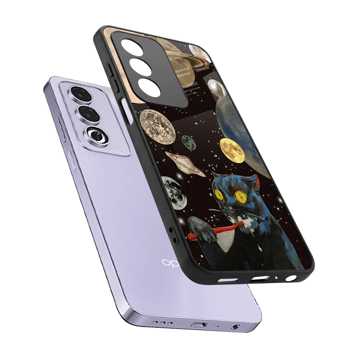 Galactic Purr sleek oppo a3 pro cover with tempered glass back and TPU edges
