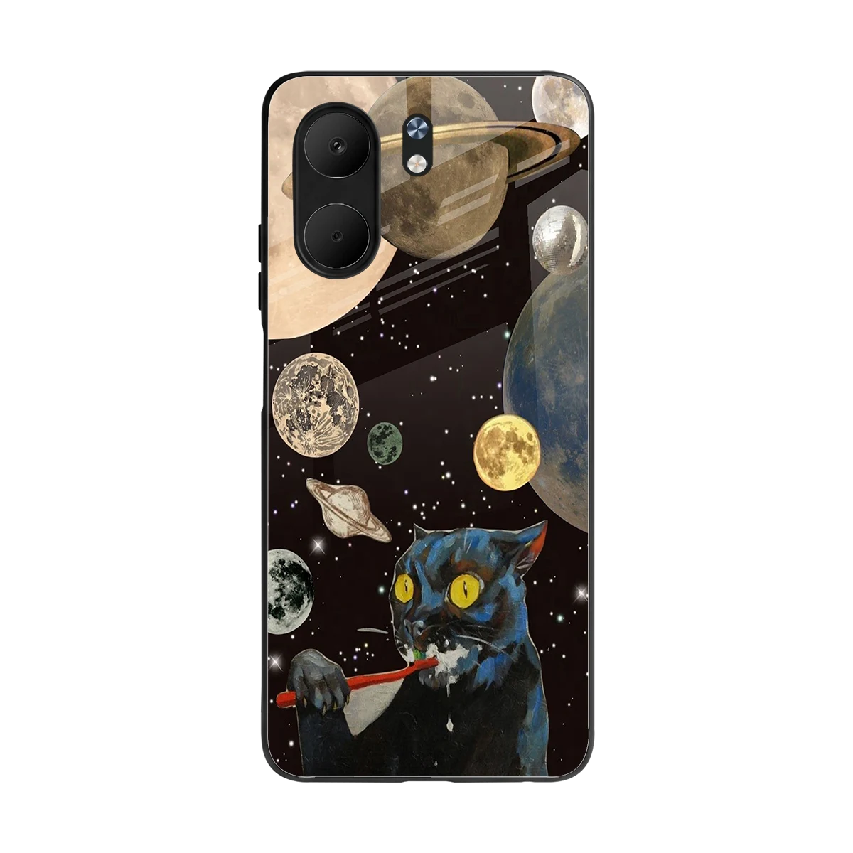 Galactic Purr back phone cover | glass case for oppo a5x 5g