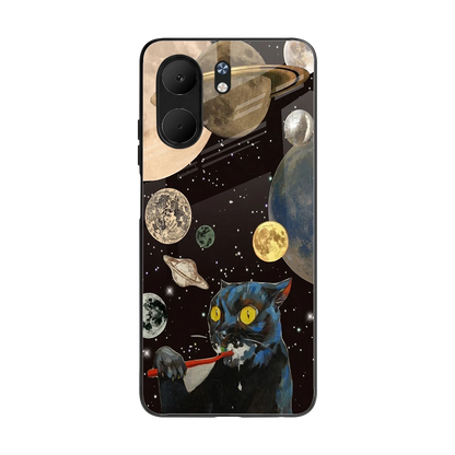 Galactic Purr back phone cover | glass case for oppo a5x 5g