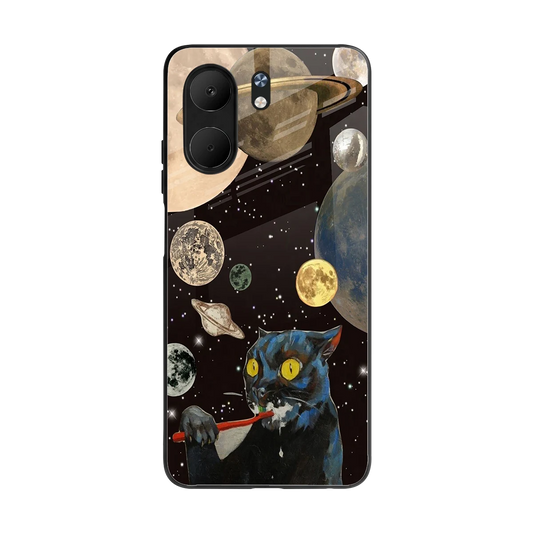 Galactic Purr back phone cover | glass case for oppo a5x 5g