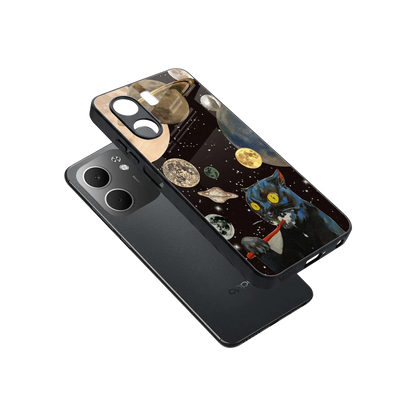 Galactic Purr sleek oppo a5x 5g cover with tempered glass back and TPU edges