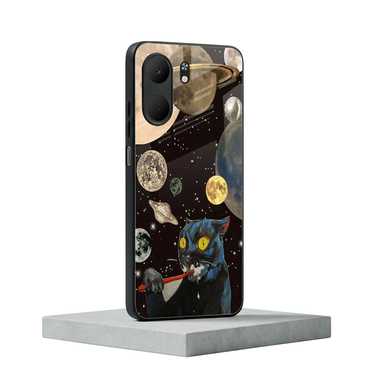 Galactic Purr oppo a5x 5g mobile cover | shockproof glass phone case