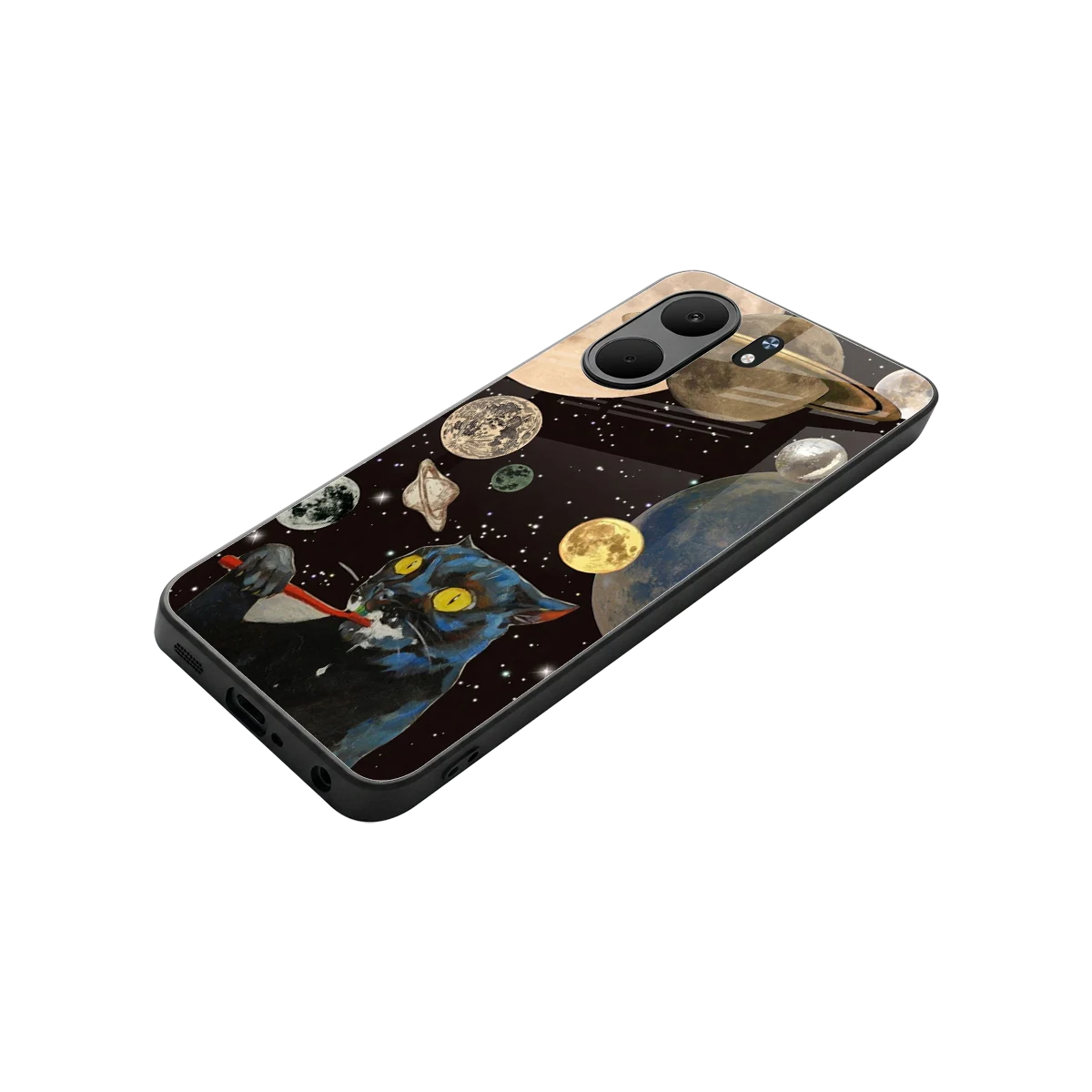 Galactic Purr stylish phone case for oppo a5x 5g | glossy glass and slim fit