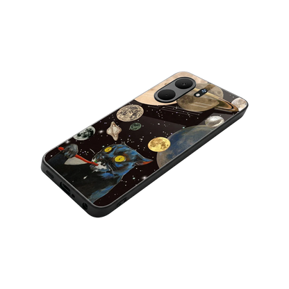 Galactic Purr stylish phone case for oppo a5x 5g | glossy glass and slim fit