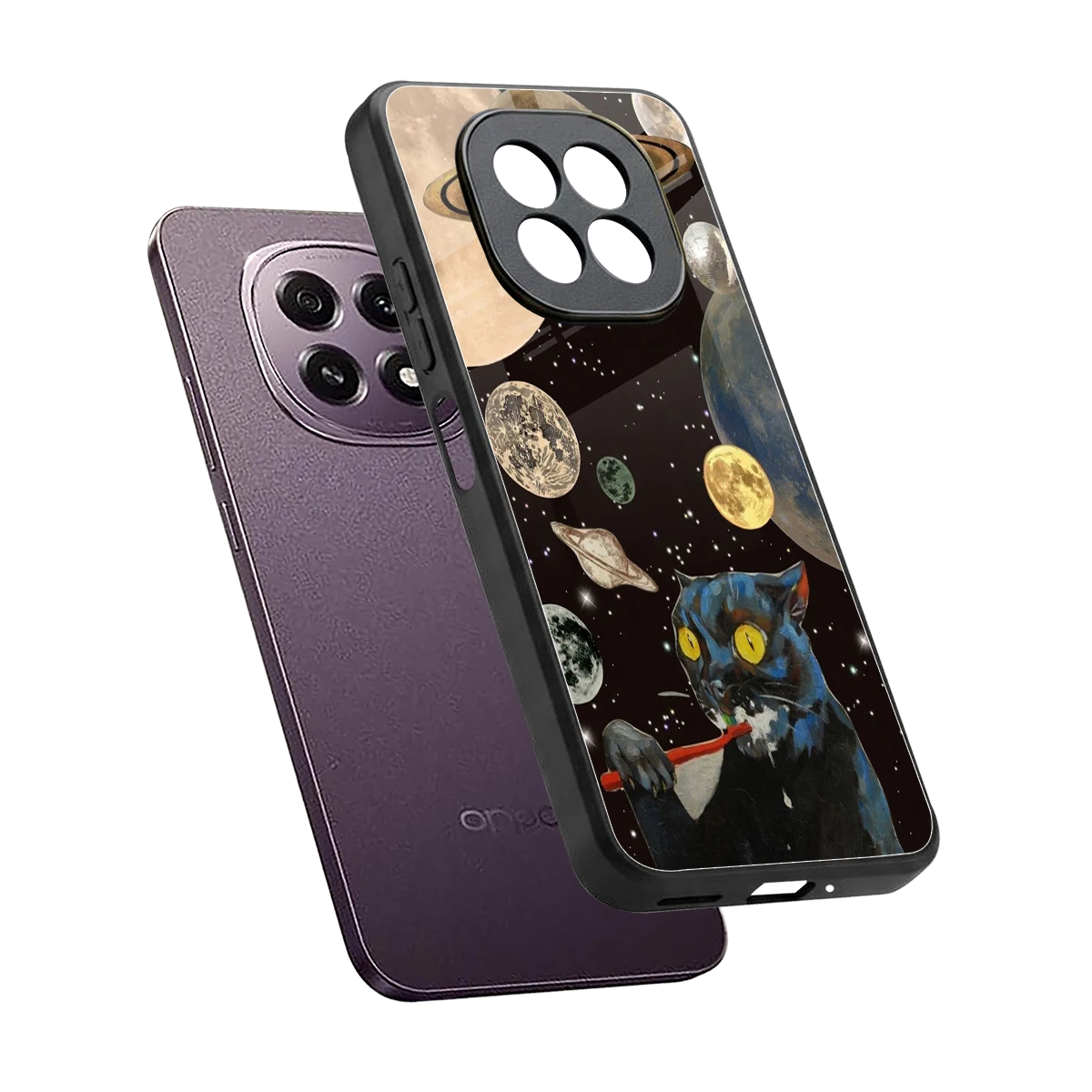 Galactic Purr sleek oppo f29 5g cover with tempered glass back and TPU edges