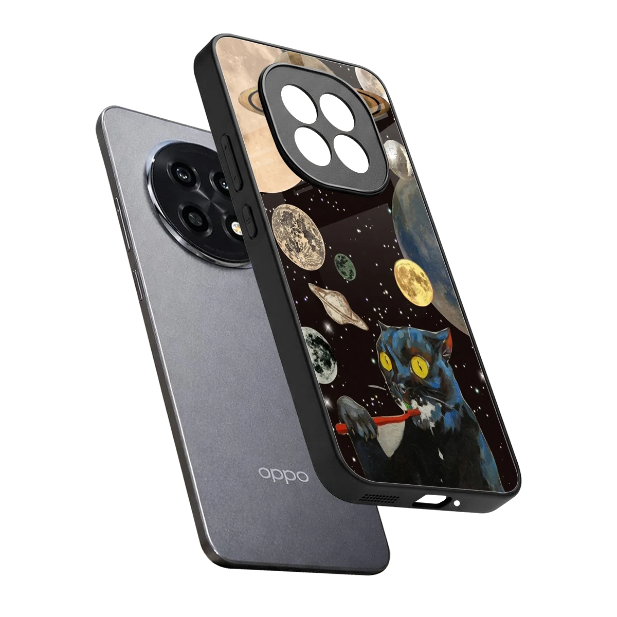 Galactic Purr sleek oppo f29 pro 5g cover with tempered glass back and TPU edges