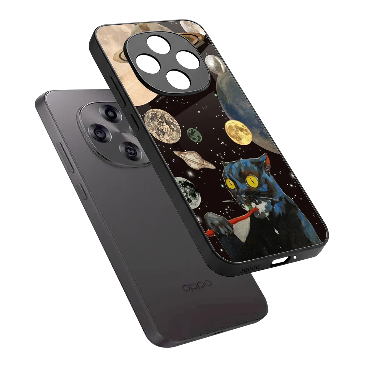 Galactic Purr sleek oppo f31 pro 5g cover with tempered glass back and TPU edges