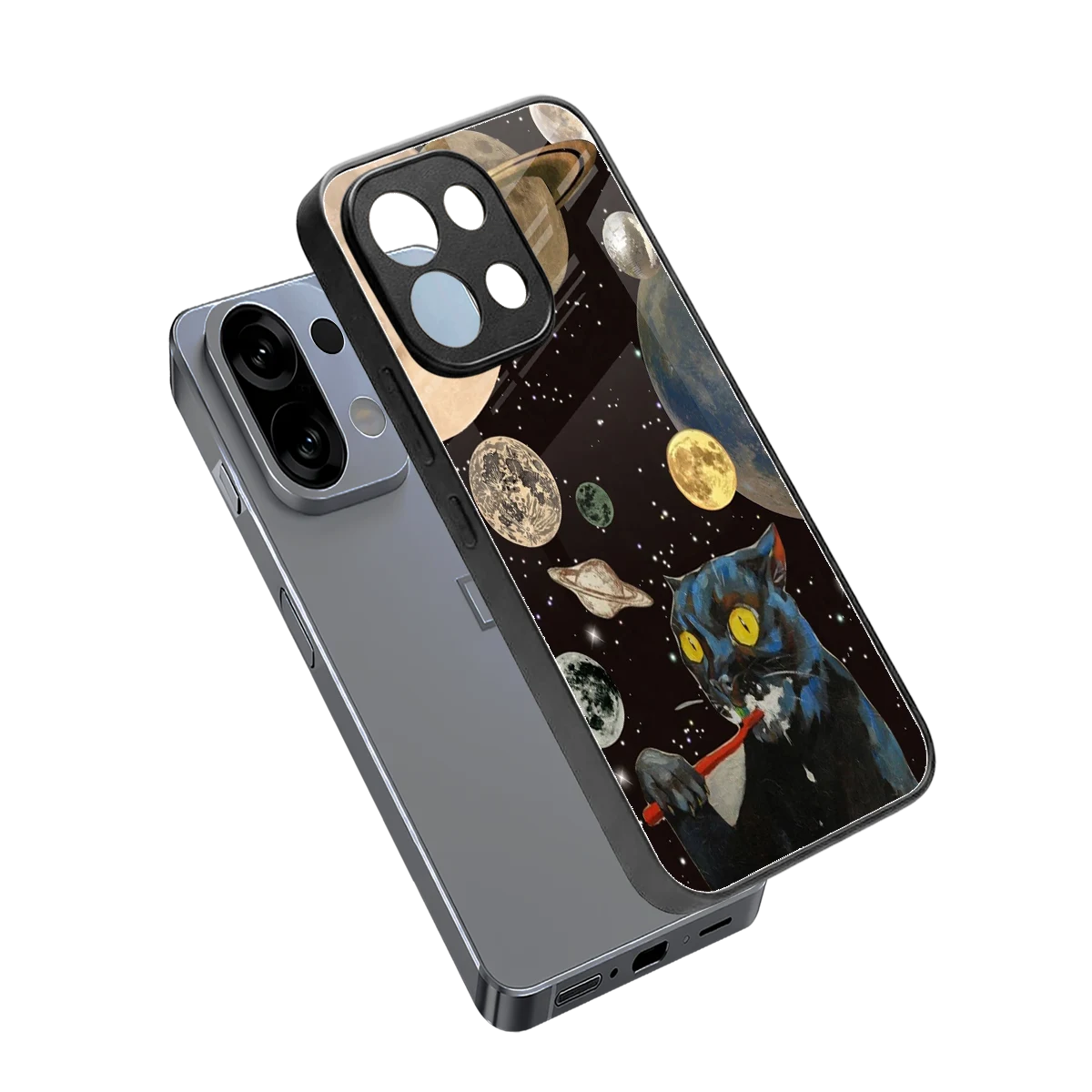 Galactic Purr sleek oppo k13 5g cover with tempered glass back and TPU edges