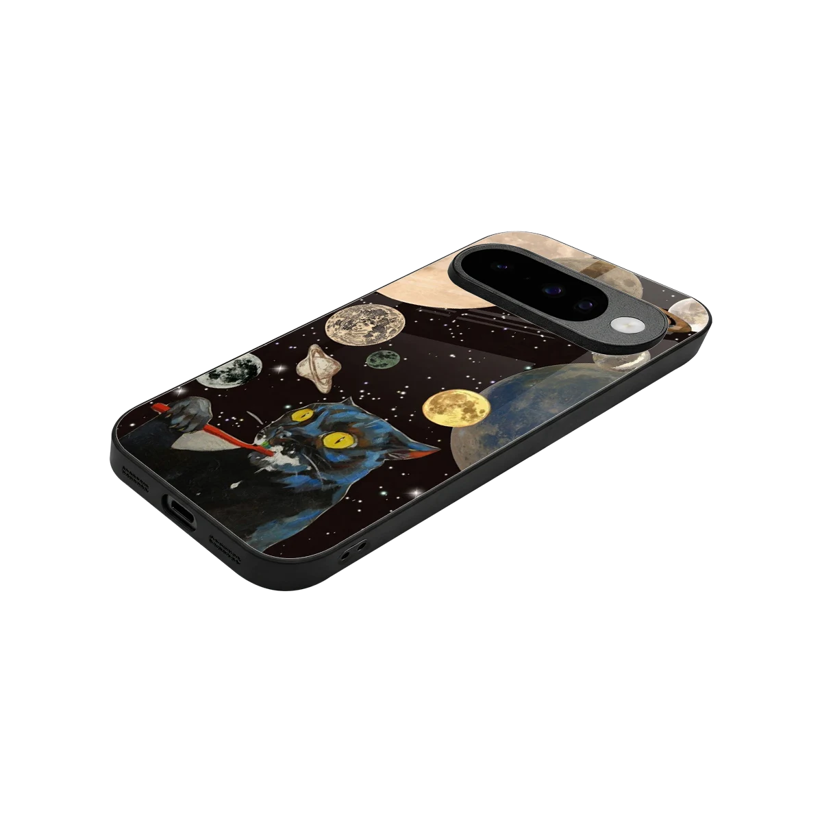 Galactic Purr stylish phone case for google pixel 10 | glossy glass and slim fit