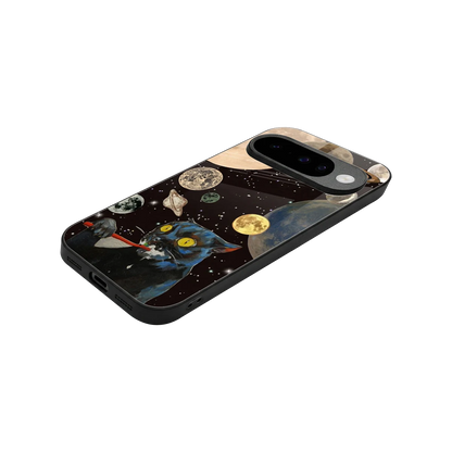 Galactic Purr stylish phone case for google pixel 10 | glossy glass and slim fit
