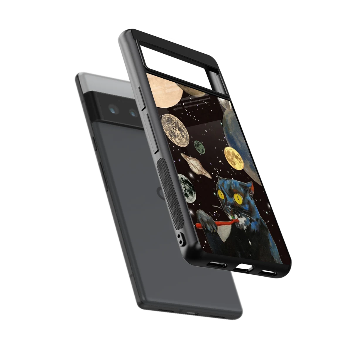 Galactic Purr sleek google pixel 6 pro cover with tempered glass back and TPU edges