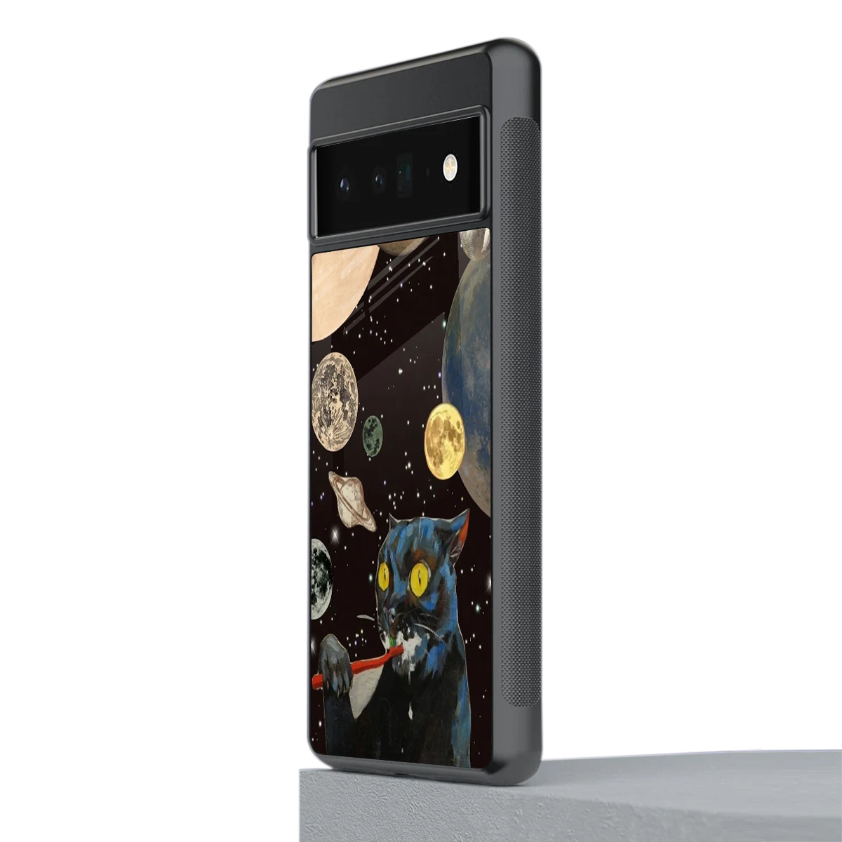Galactic Purr stylish phone case for google pixel 6 pro | glossy glass and slim fit