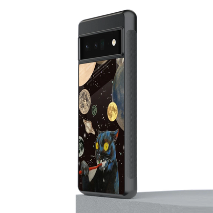Galactic Purr stylish phone case for google pixel 6 pro | glossy glass and slim fit