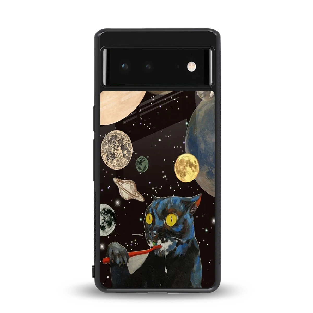 Galactic Purr back phone cover | glass case for google pixel 6a