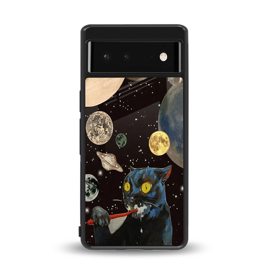 Galactic Purr back phone cover | glass case for google pixel 6a
