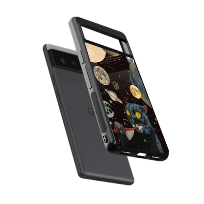 Galactic Purr sleek google pixel 6a cover with tempered glass back and TPU edges