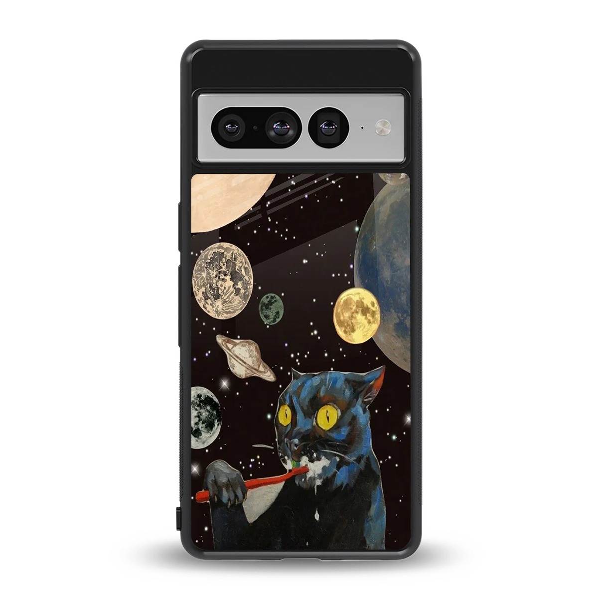 Galactic Purr back phone cover | glass case for google pixel 7 pro