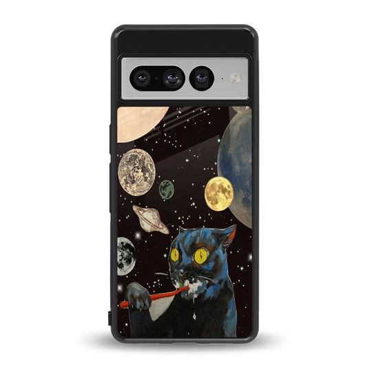 Galactic Purr back phone cover | glass case for google pixel 7 pro
