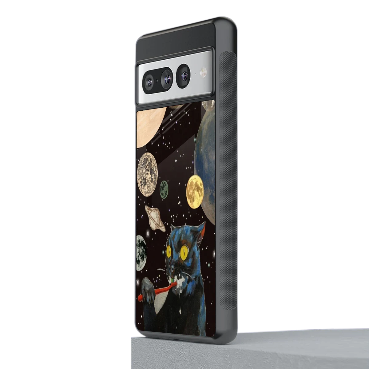 Galactic Purr stylish phone case for google pixel 7 pro | glossy glass and slim fit