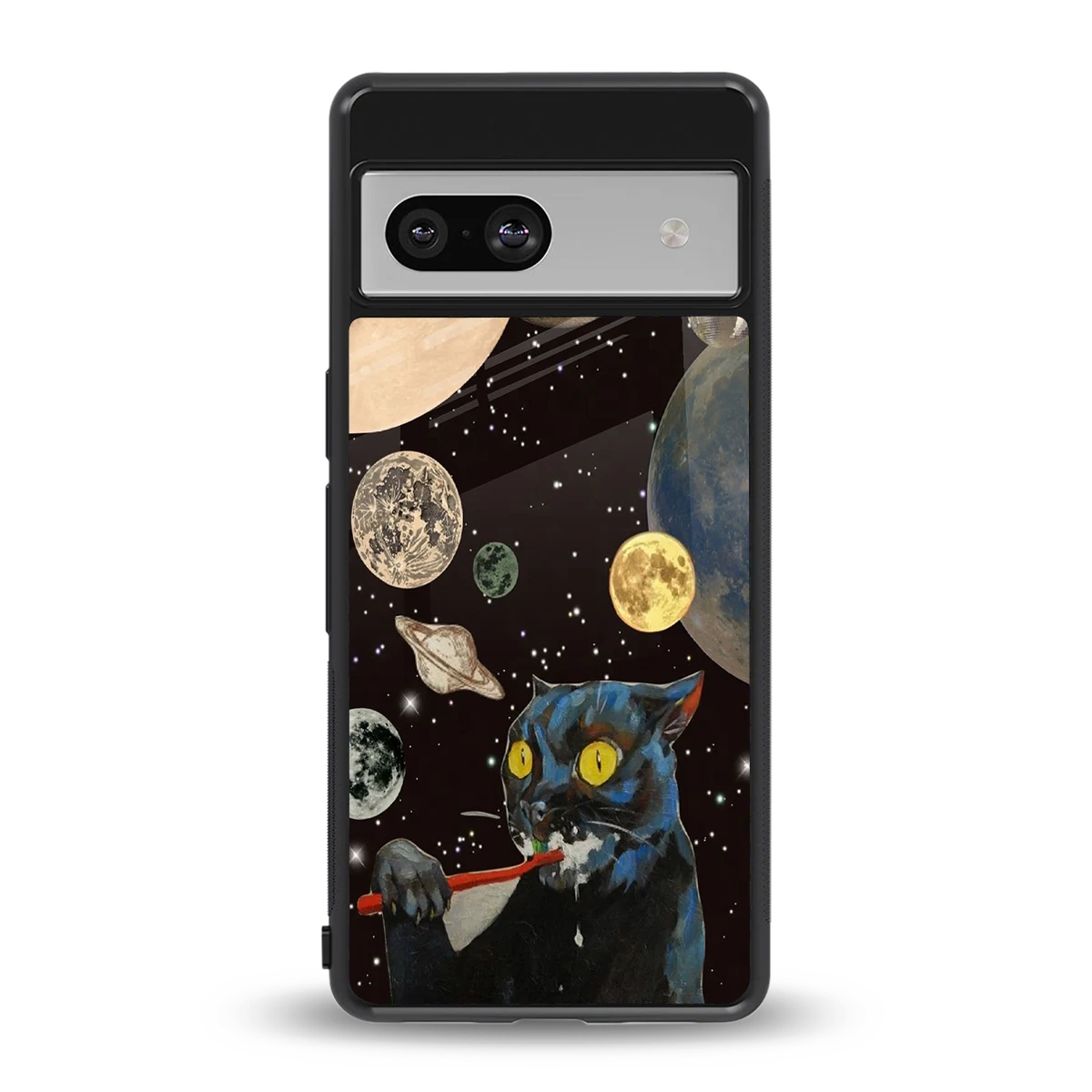 Galactic Purr back phone cover | glass case for google pixel 7a