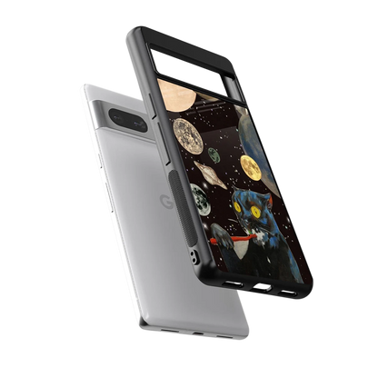 Galactic Purr sleek google pixel 7a cover with tempered glass back and TPU edges