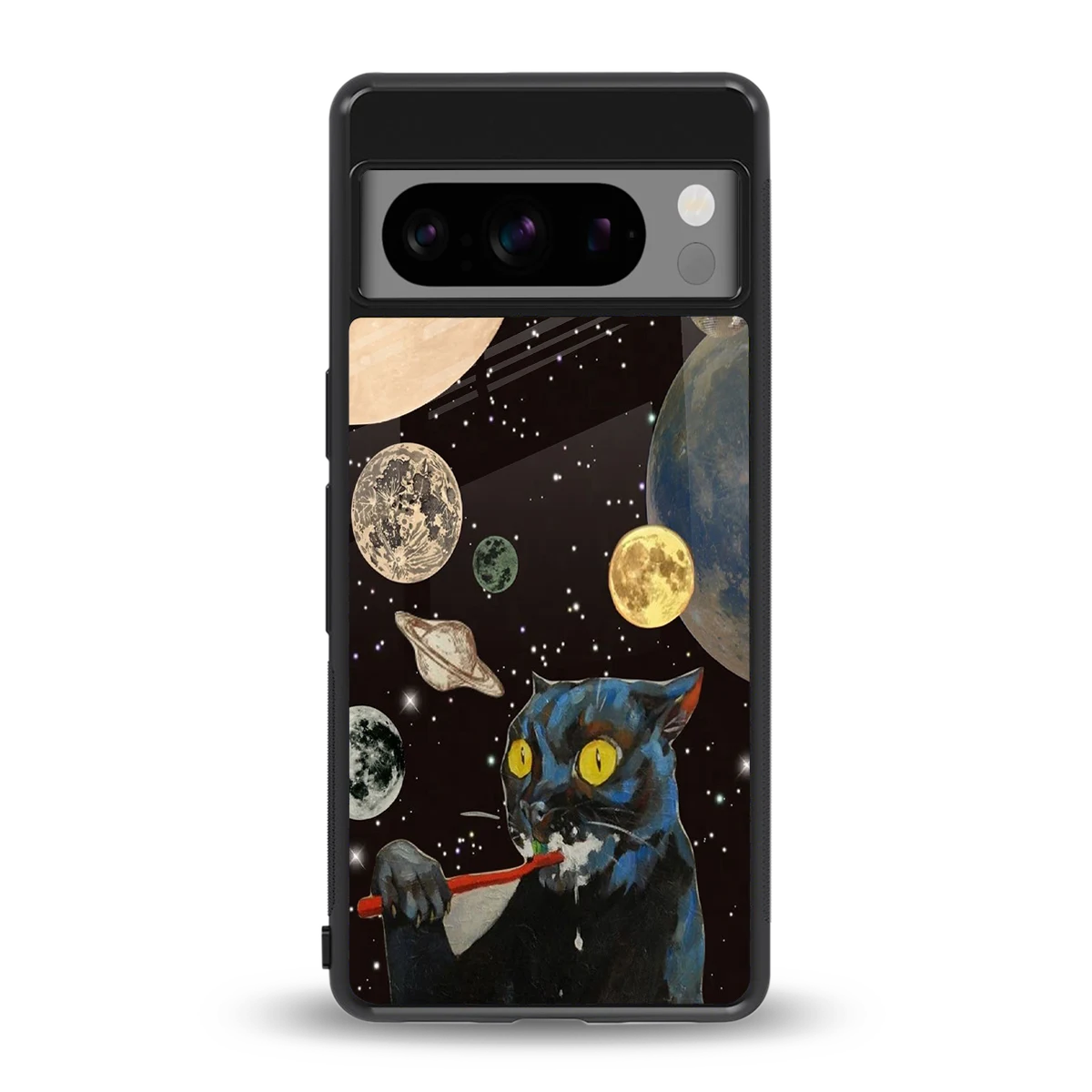 Galactic Purr back phone cover | glass case for google pixel 8 pro
