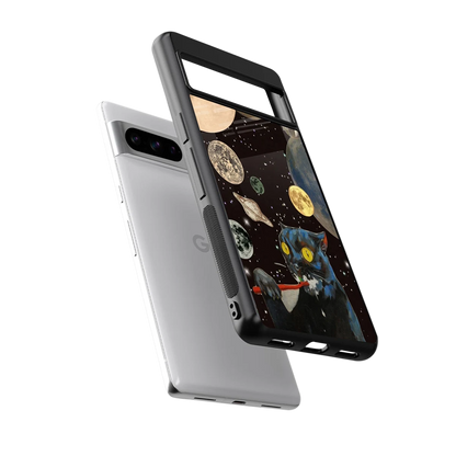 Galactic Purr sleek google pixel 8 pro cover with tempered glass back and TPU edges