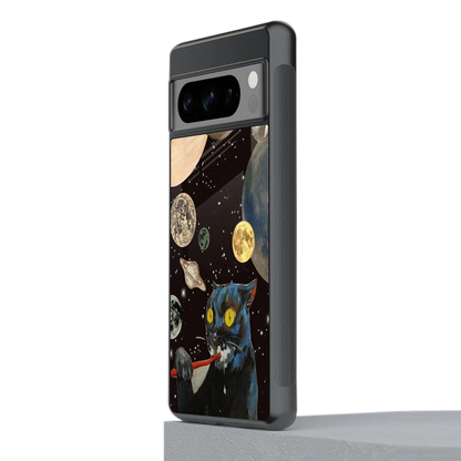 Galactic Purr stylish phone case for google pixel 8 pro | glossy glass and slim fit