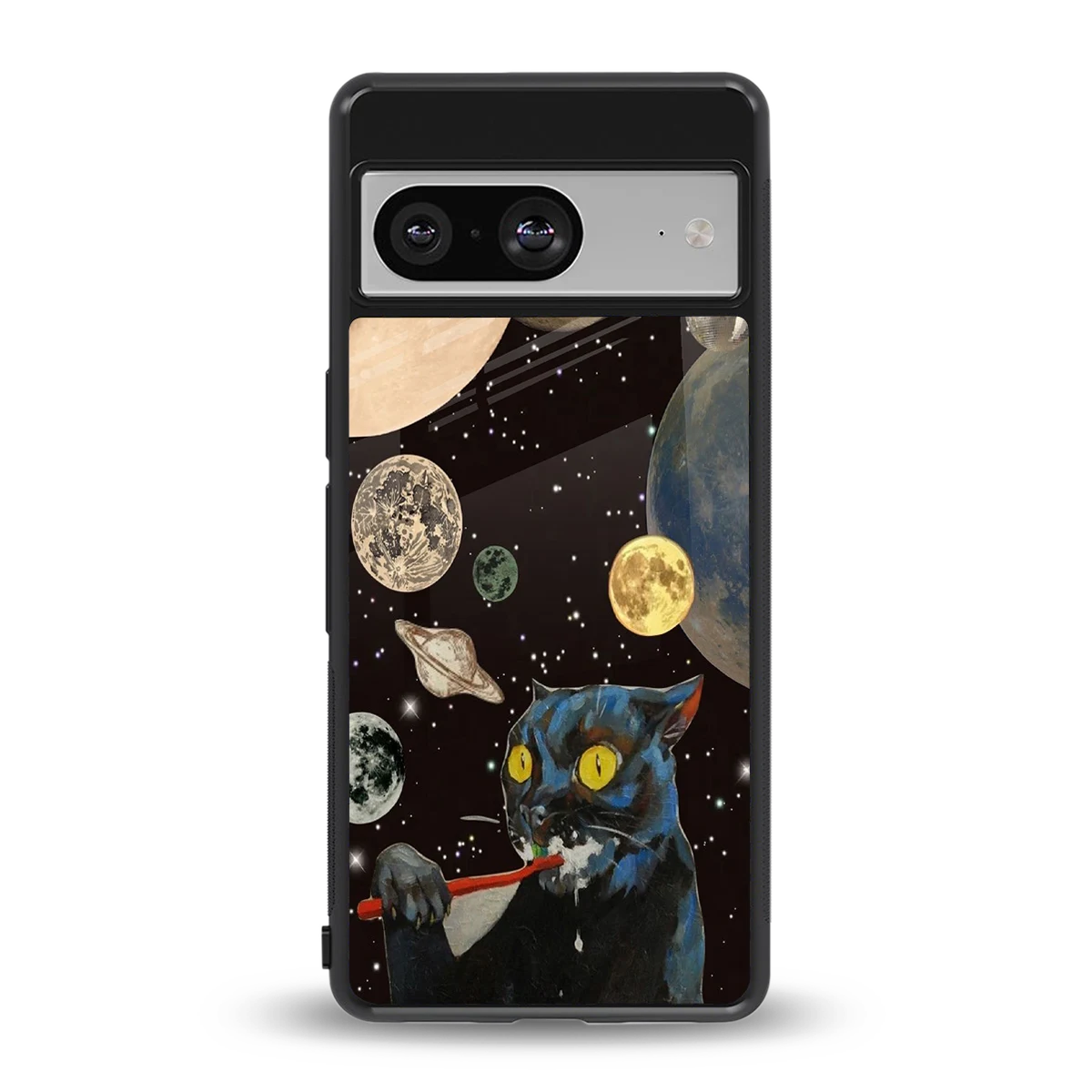 Galactic Purr back phone cover | glass case for google pixel 8