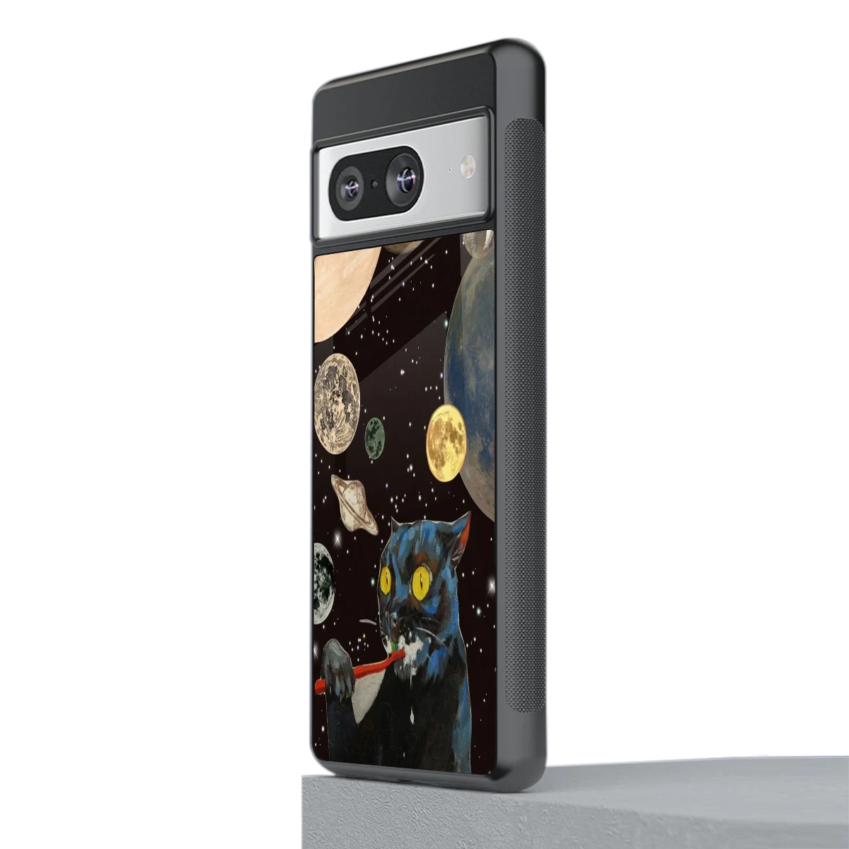 Galactic Purr stylish phone case for google pixel 8 | glossy glass and slim fit