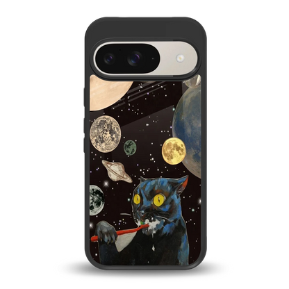 Galactic Purr back phone cover | glass case for google pixel 9