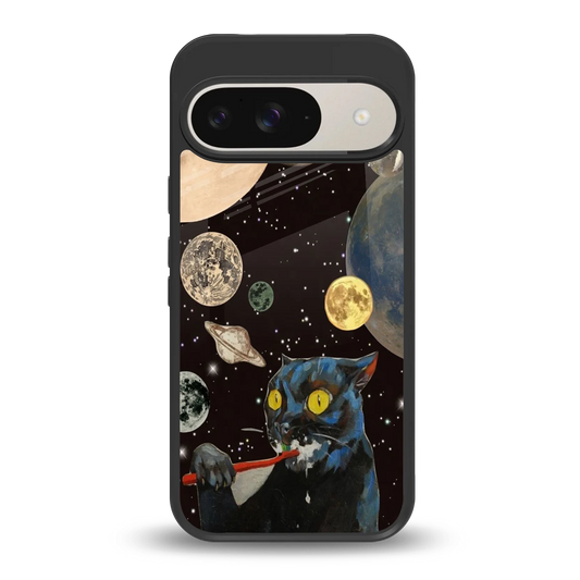 Galactic Purr back phone cover | glass case for google pixel 9