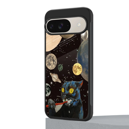Galactic Purr google pixel 9 mobile cover | shockproof glass phone case