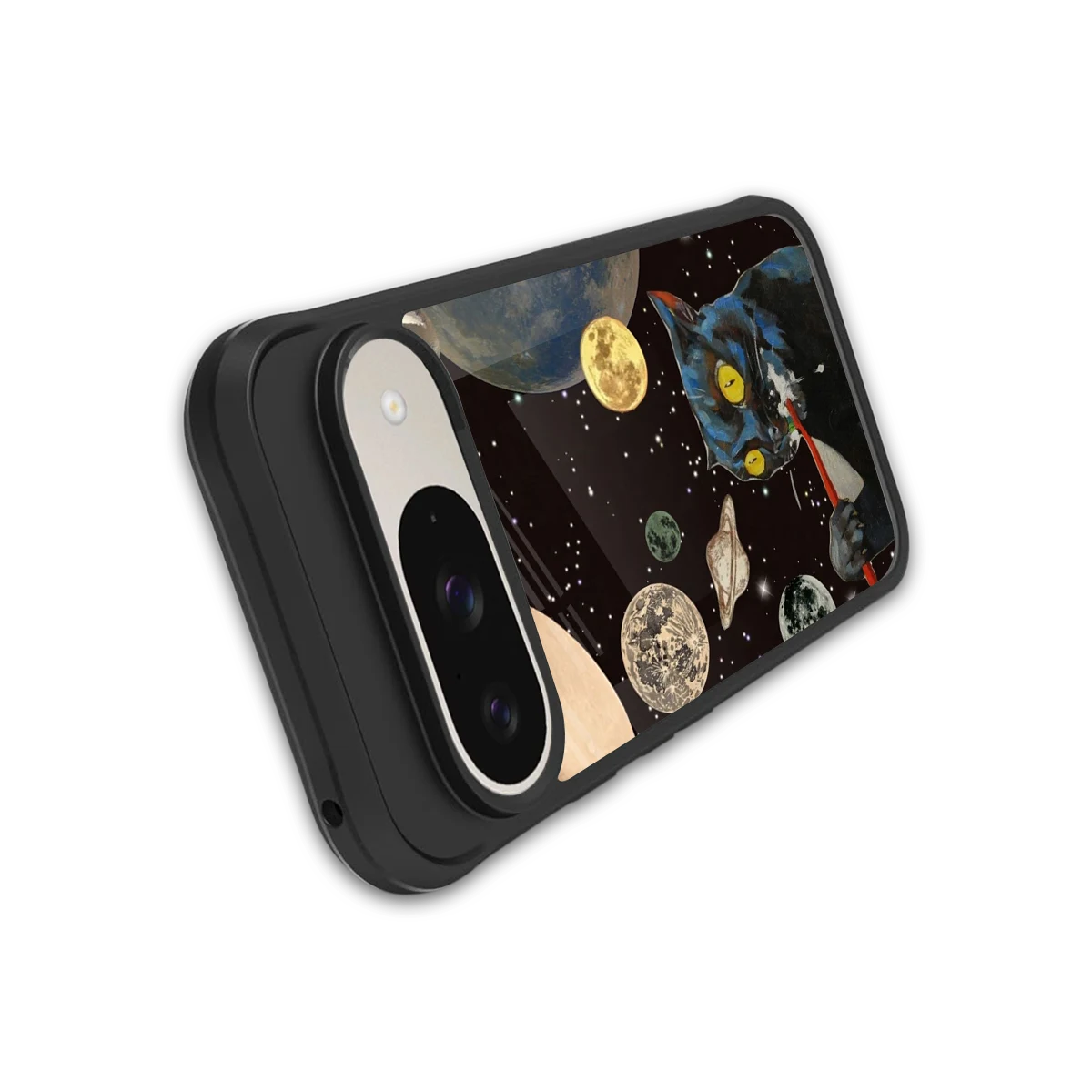 Galactic Purr stylish phone case for google pixel 9 | glossy glass and slim fit