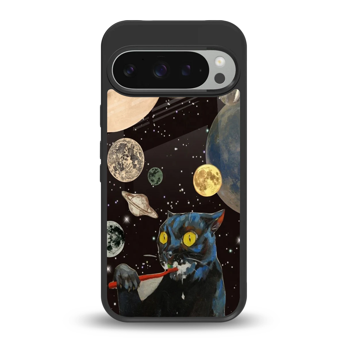Galactic Purr back phone cover | glass case for google pixel 9 pro xl