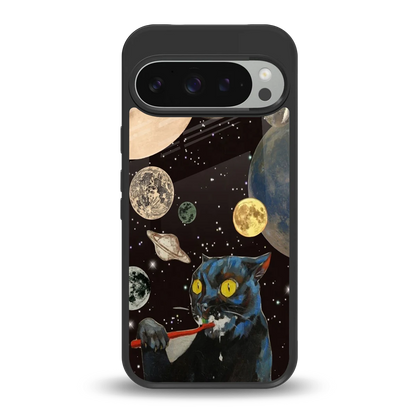 Galactic Purr back phone cover | glass case for google pixel 9 pro xl