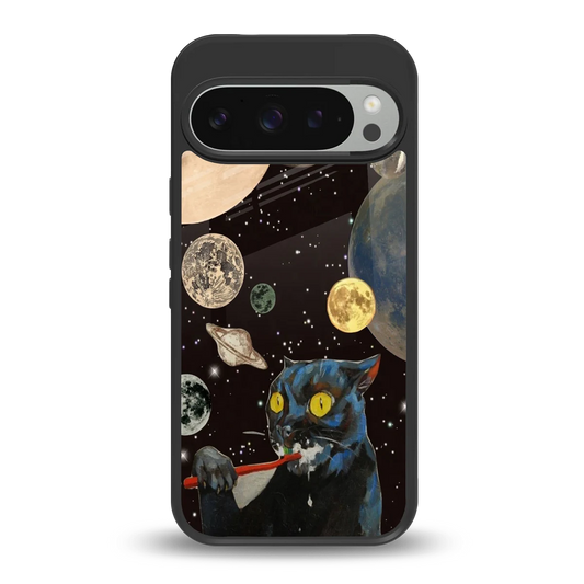 Galactic Purr back phone cover | glass case for google pixel 9 pro xl