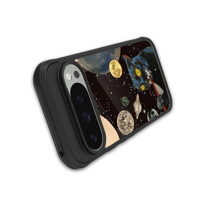 Galactic Purr stylish phone case for google pixel 9 pro xl | glossy glass and slim fit