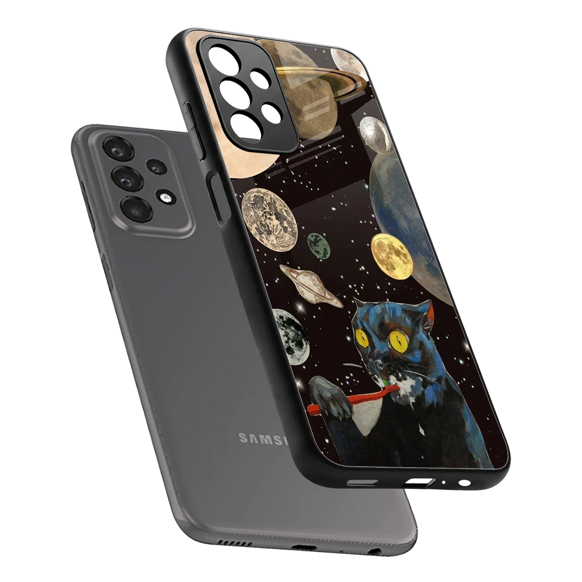 Galactic Purr sleek samsung galaxy a23 cover with tempered glass back and TPU edges