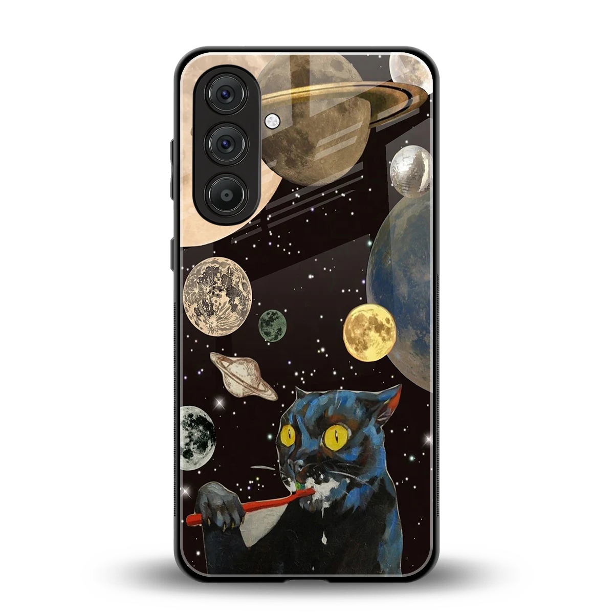 Galactic Purr back phone cover | glass case for samsung galaxy a55 5g