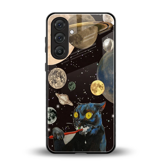 Galactic Purr back phone cover | glass case for samsung galaxy m35 5g