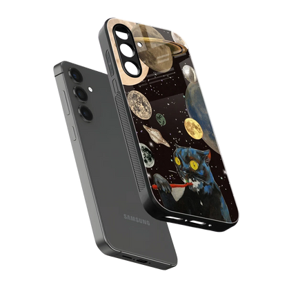 Galactic Purr sleek samsung galaxy a55 5g cover with tempered glass back and TPU edges