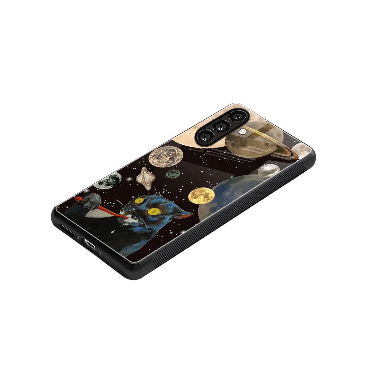 Galactic Purr stylish phone case for samsung galaxy a55 5g | glossy glass and slim fit
