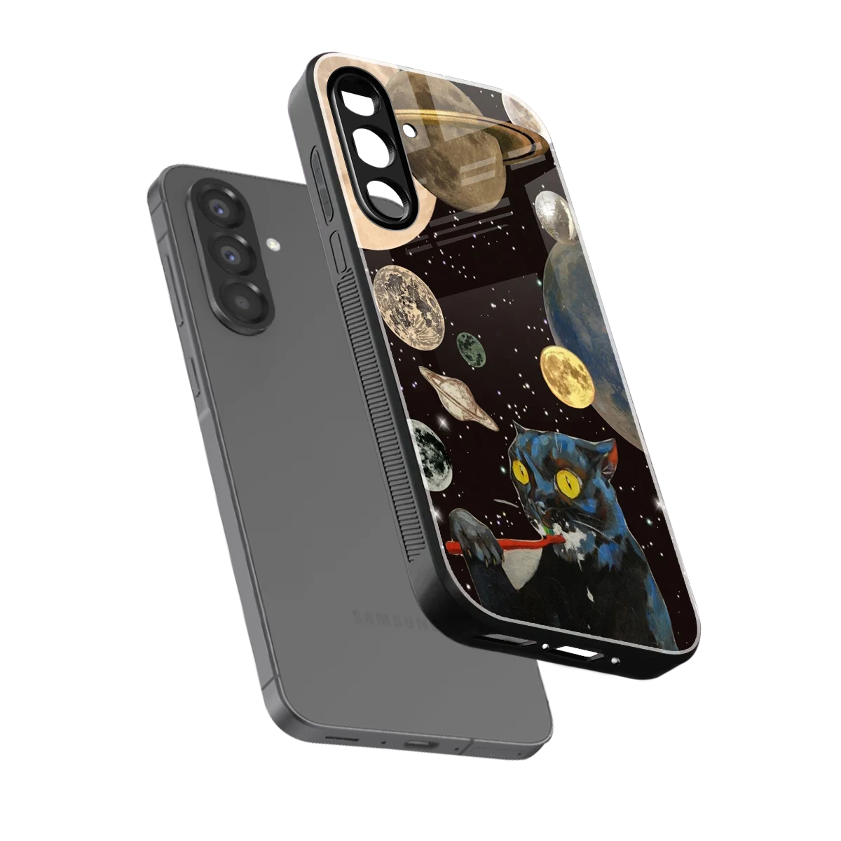 Galactic Purr sleek samsung galaxy a17 5g cover with tempered glass back and TPU edges