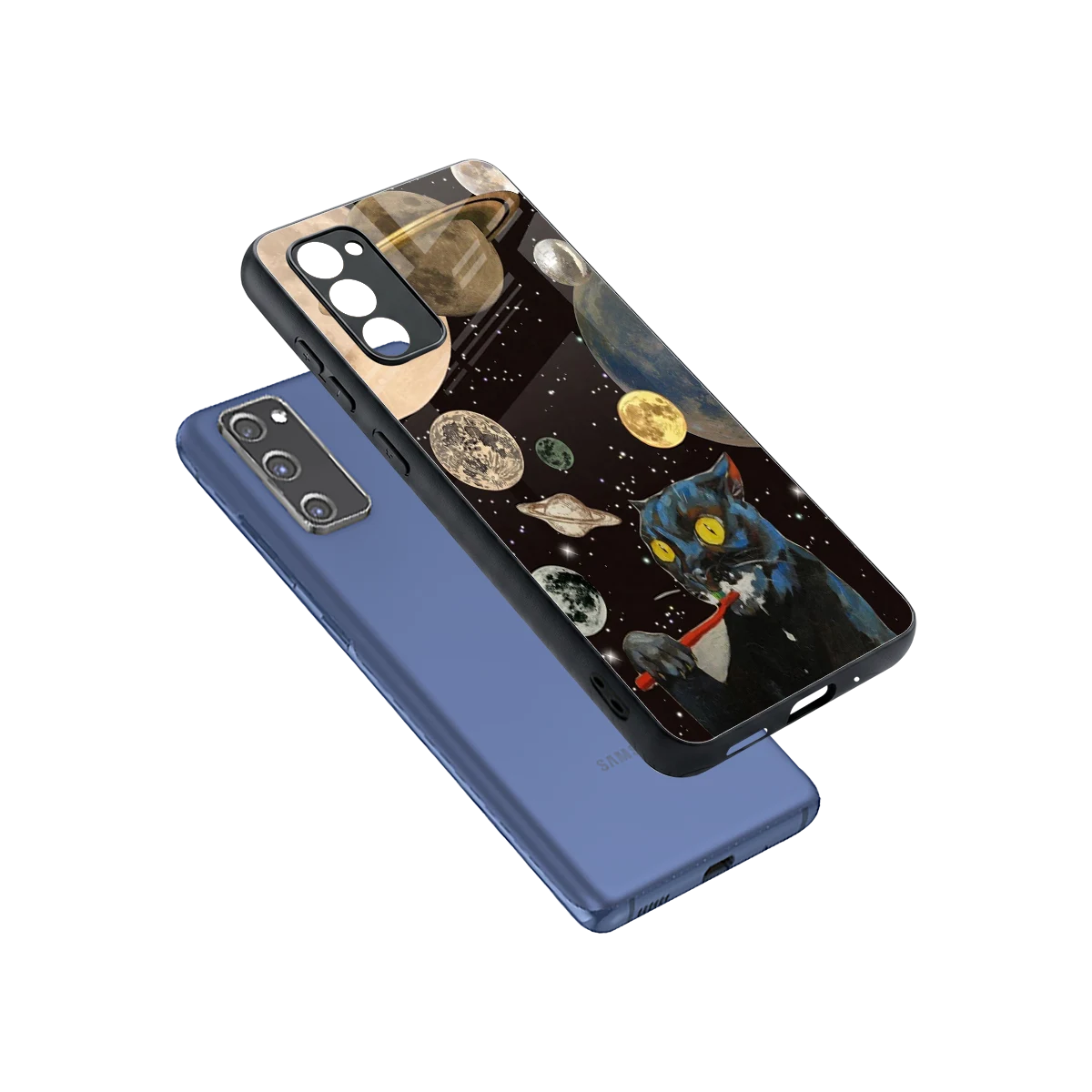 Galactic Purr sleek samsung galaxy s20 fe cover with tempered glass back and TPU edges